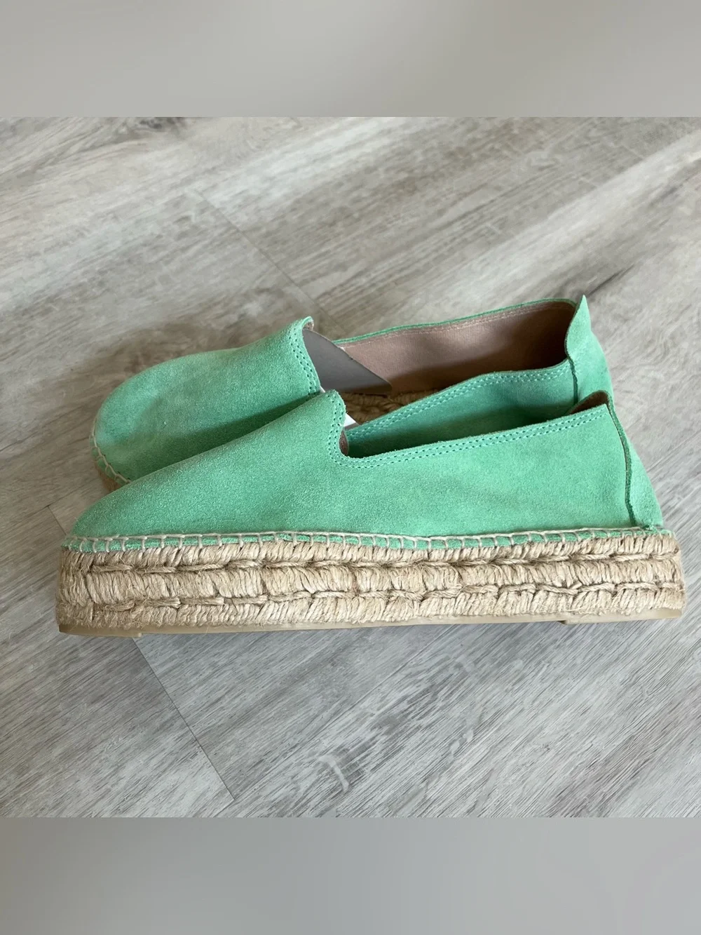 MANEBÍ Hamptons Suede Double Sole Espadrilles Shoe Pastel Mint EU 39 NIB Coastal